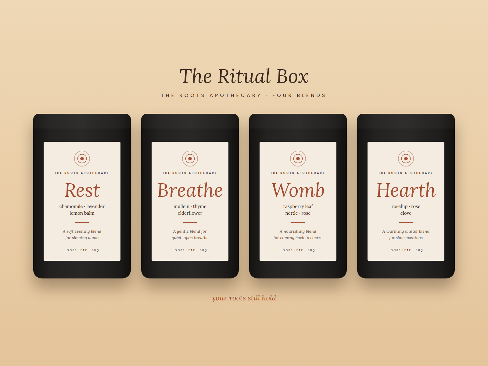 Rest, Breathe, Womb and Hearth loose leaf tea pouches