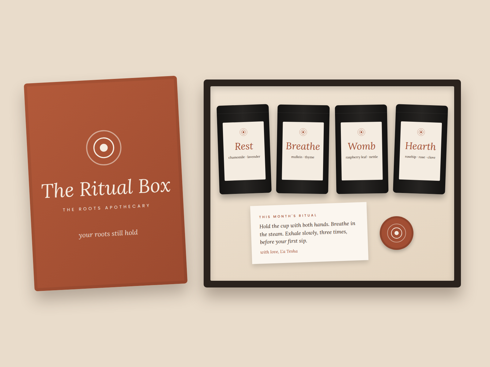 The Ritual Box with four herbal blends and a ritual card